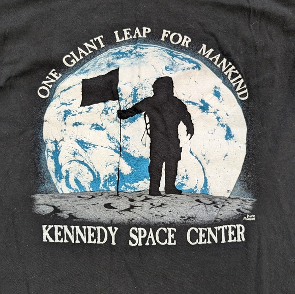 Vintage Kennedy Space Center NASA Black Single Stitch Graphic T-shirt Mediim - Picture 2 of 10
